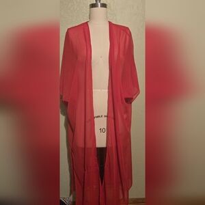 CY Fashion Sheer Cherry Red Kimono Size Small